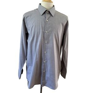 George Austin Men's Tailored Fit Long Sleeves Shirt Gray Size 17.5 34-35.